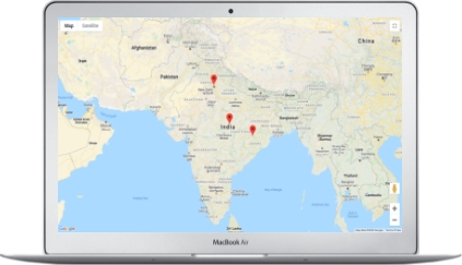 A macbook displaying screens in map